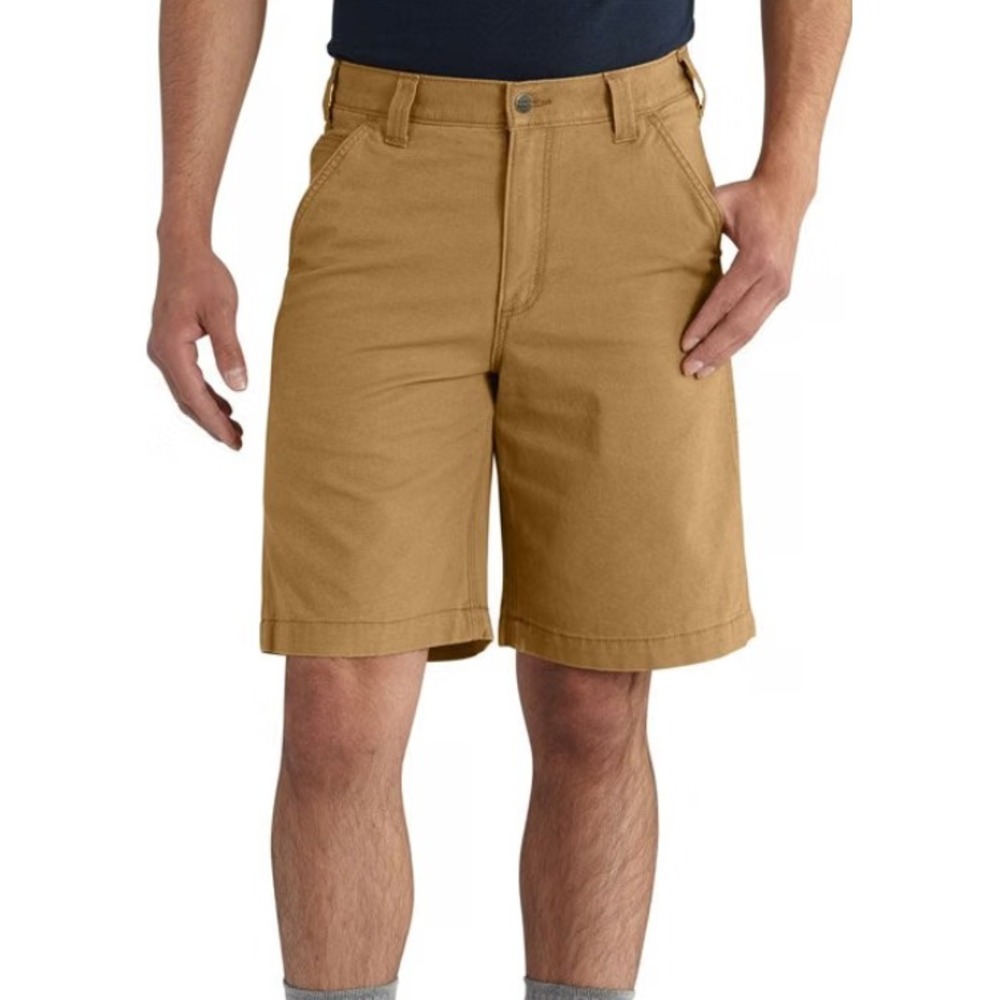 Carhartt Men's Relaxed Fit 10" Rigby Dungaree Shorts Hickory Tan Size 34